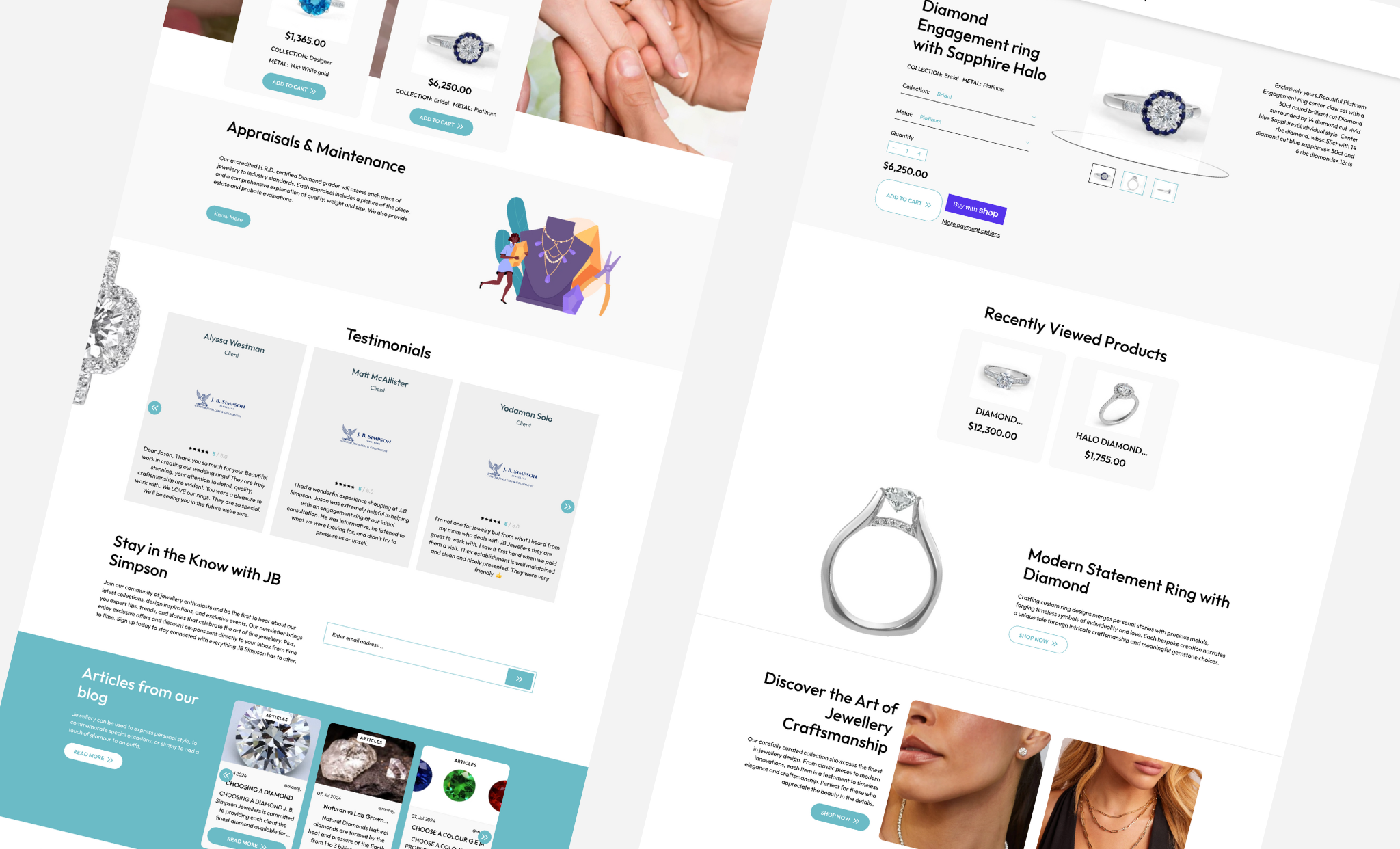 JB Simpson Jewellers Portfolio Design - Product Showcase